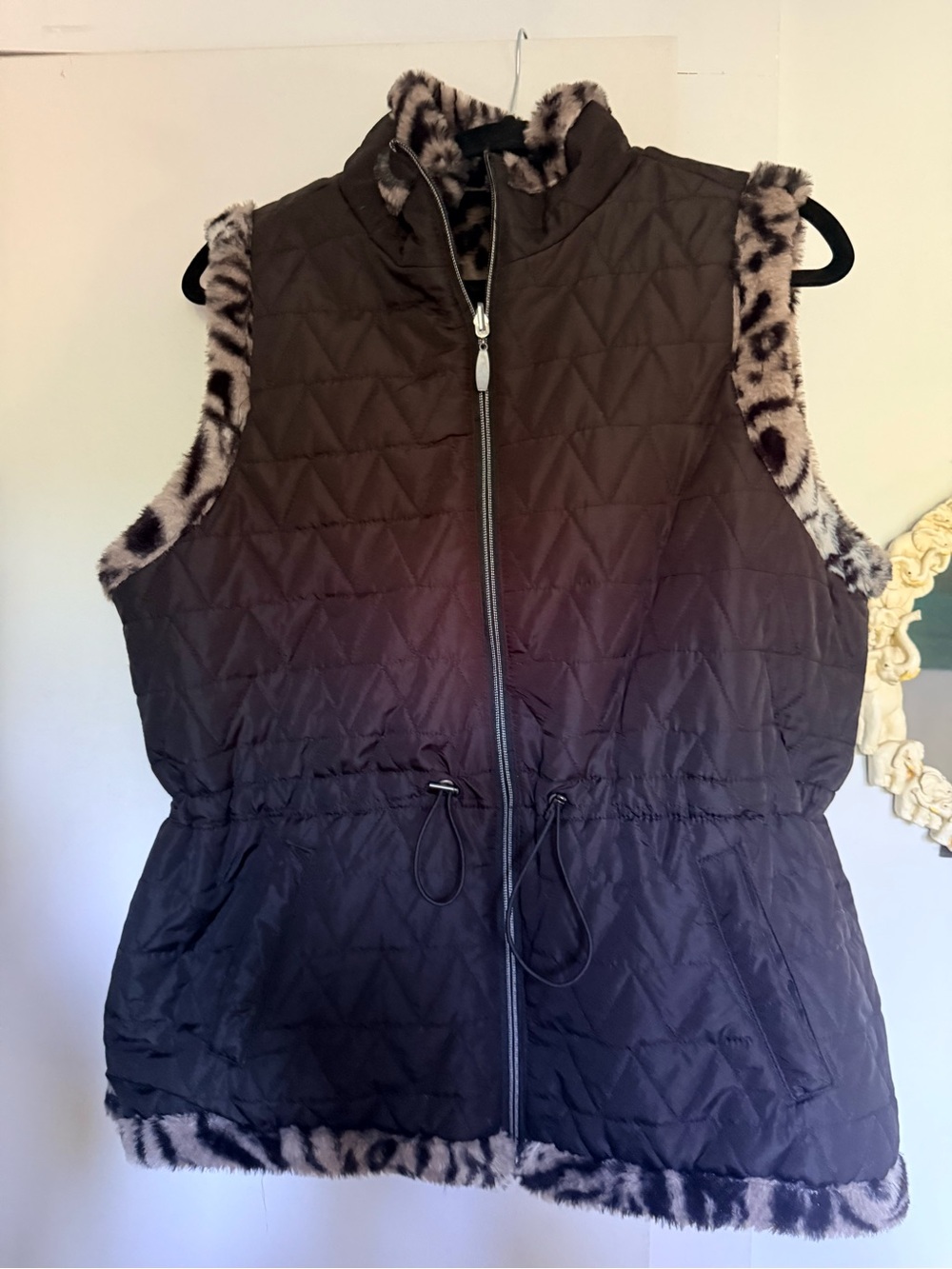 Democracy Reversible Faux Fur Animal Print Vest – XL